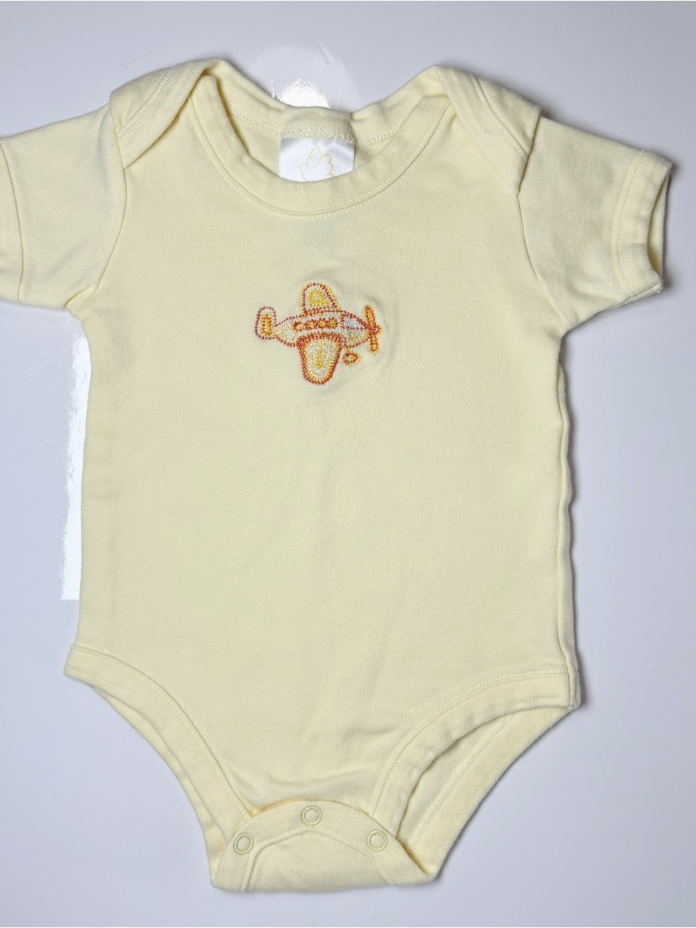 Vintage Style Baby's Own Yellow Airplane Bodysuit 12M Retro Pastel Orange